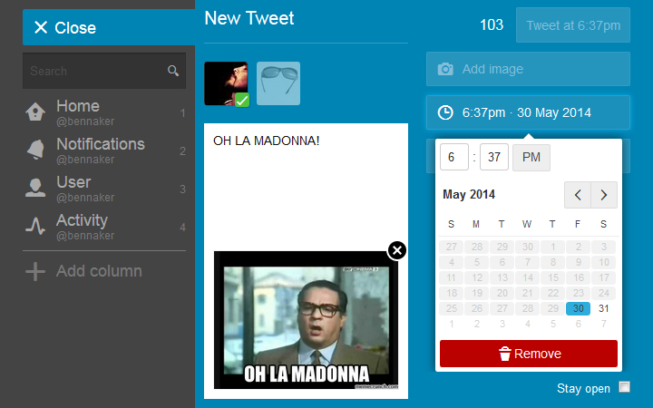 TweetDeck - Schedule image tweet