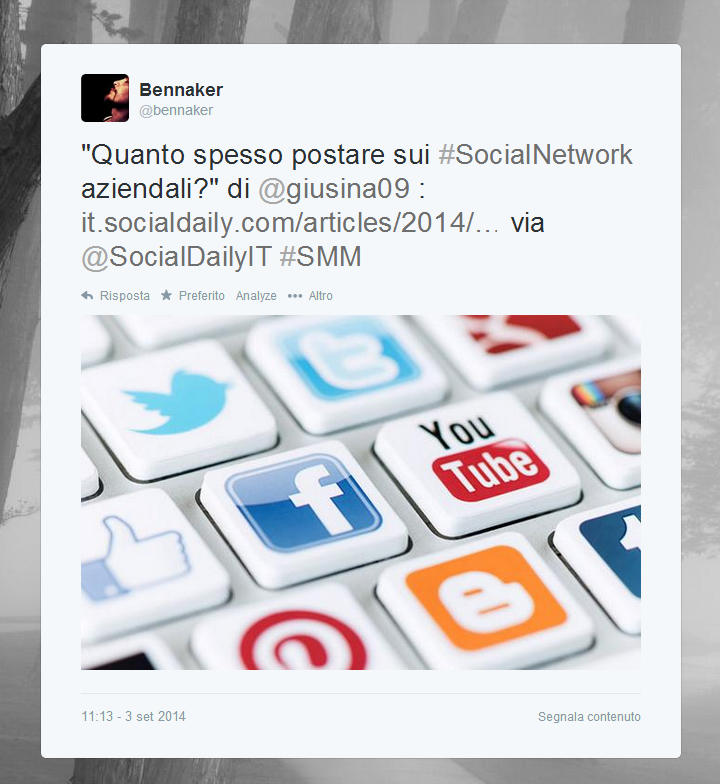 Esempio di condivisione su Twitter