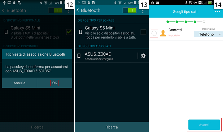 Associazione dei dispositivi e trasferimento dei contatti (2)