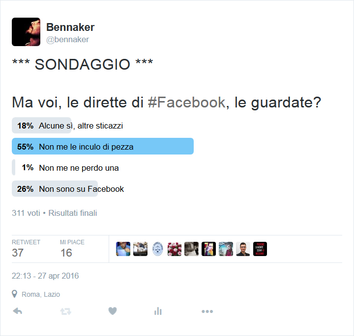 Facebook Live - Sondaggio Twitter