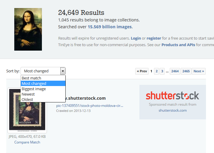 TinEye - Sort by