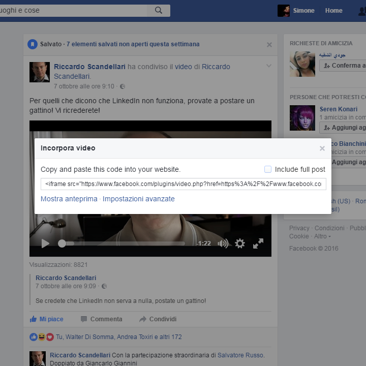 Facebook - Incorpora Video