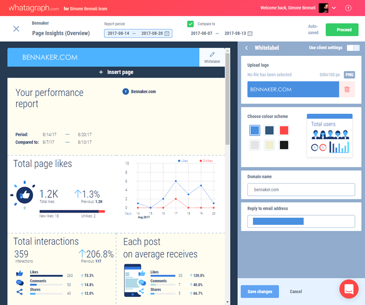 Whatagraph - Edit Report