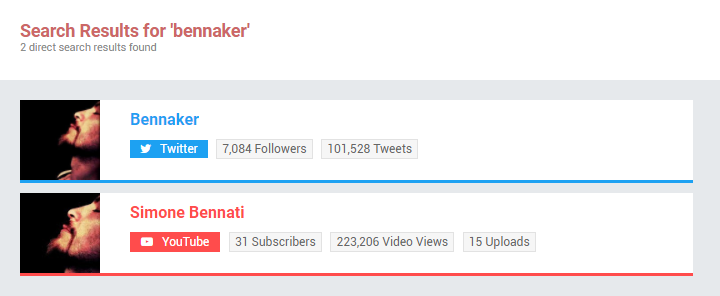 SocialBlade - Search Results