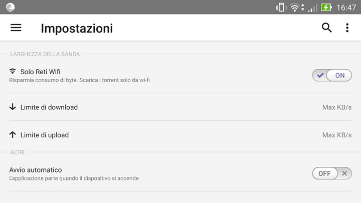BitTorrent - Impostazioni