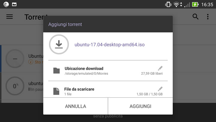 BitTorrent - Opzioni download