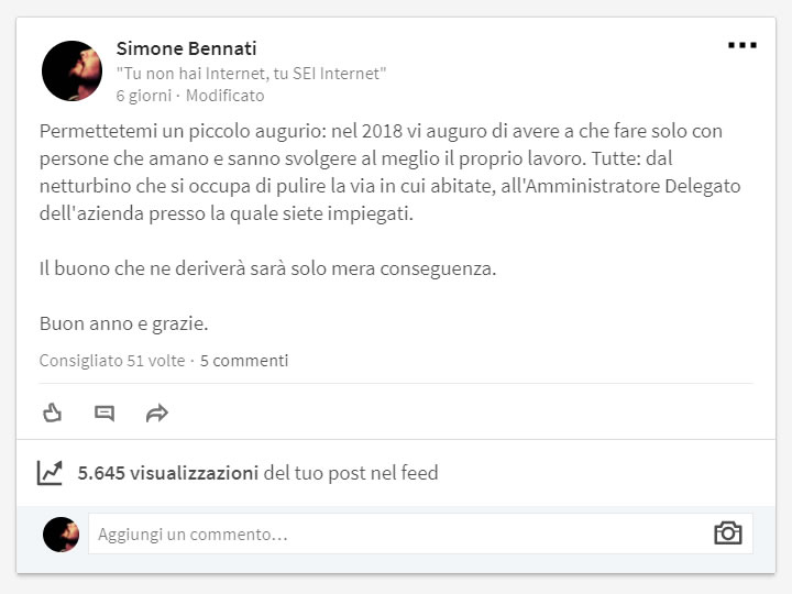 LinkedIn - Auguri di buon anno