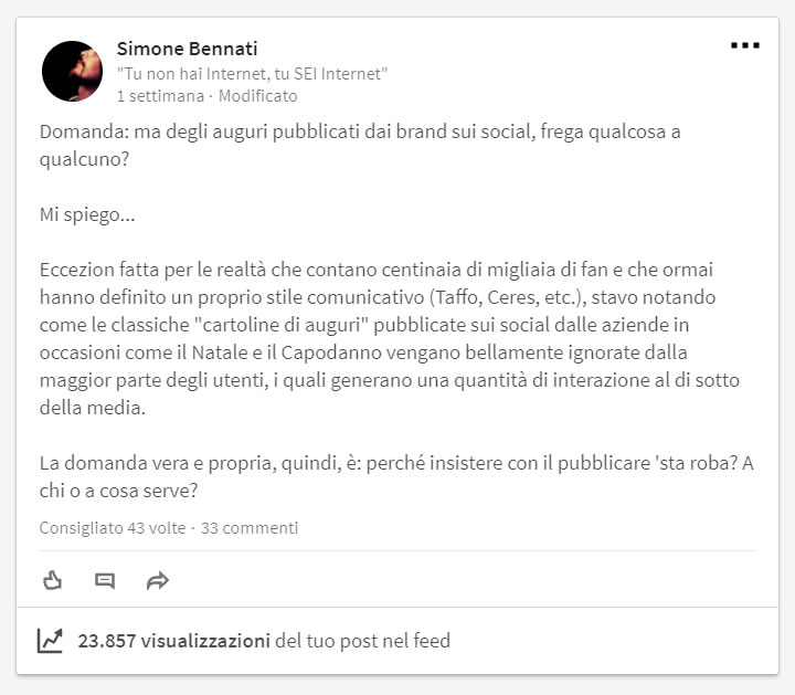 LinkedIn - la polemica di Natale