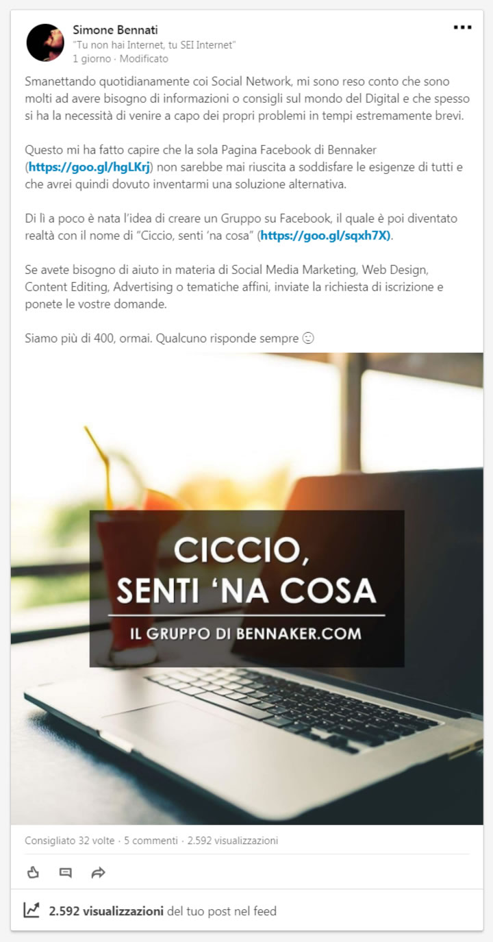 LinkedIn - Ciccio, senti 'na cosa