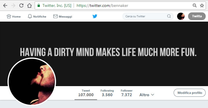 Bennaker - Profilo Twitter