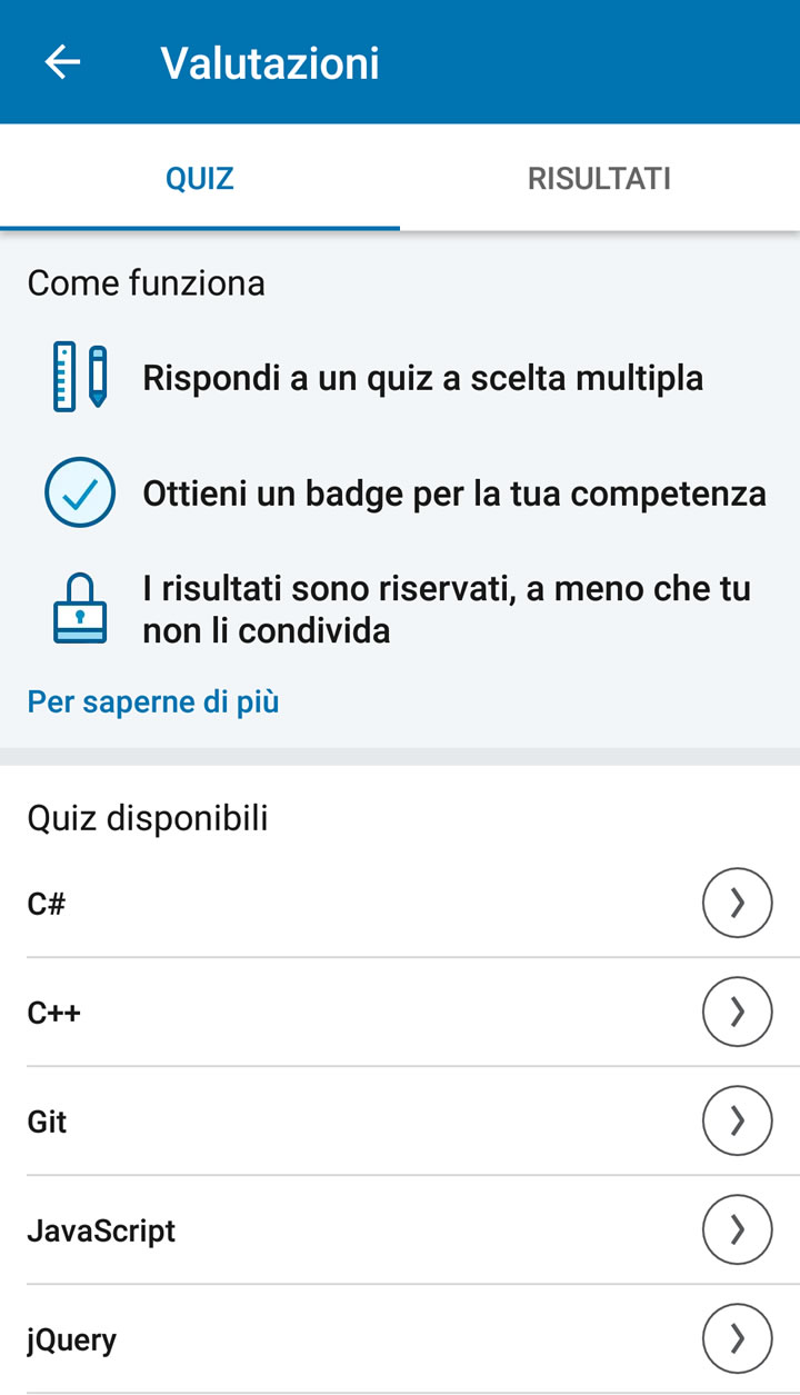 Quiz di LinkedIn - Come Funziona e Quiz Disponibili