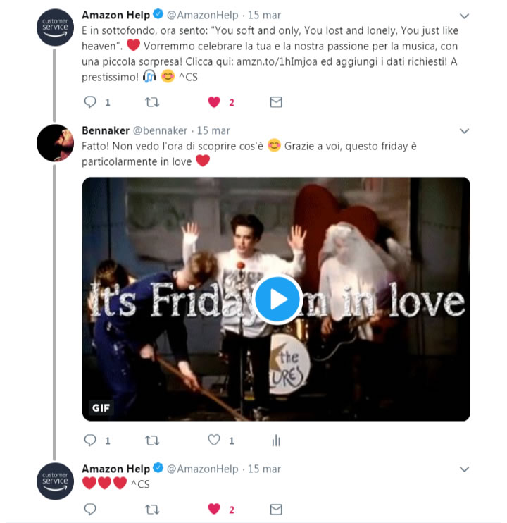 Twitter - Amazon Help invita Bennaker a lasciare i suoi dati