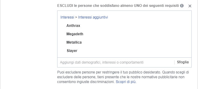 Facebook Ads Manager - Exclude People
